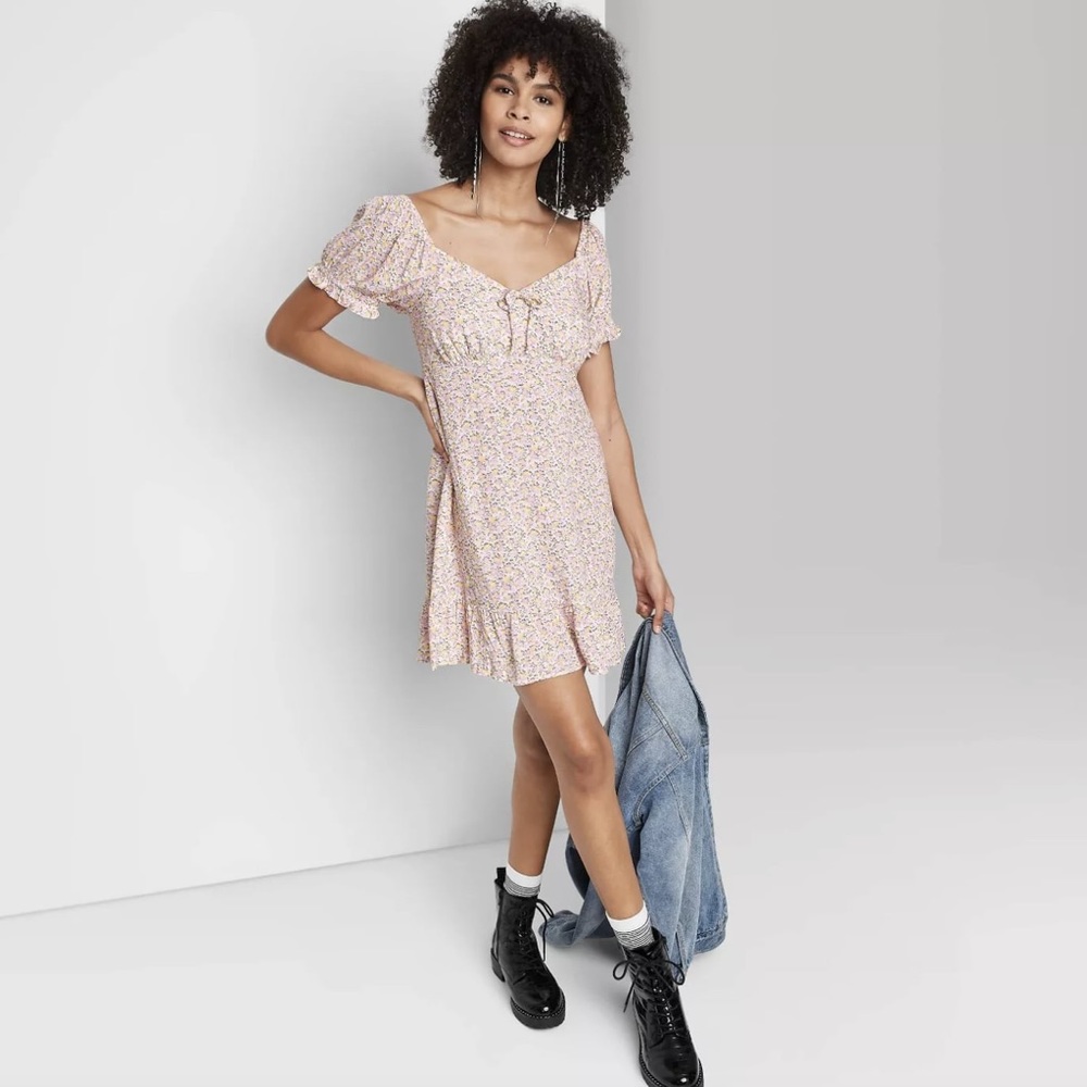 Wild Fable Sweetheart Ruffle Tie-Back Dress